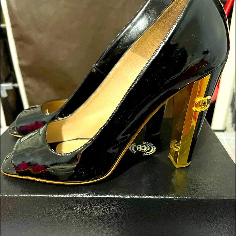 Chanel peep toe pumps